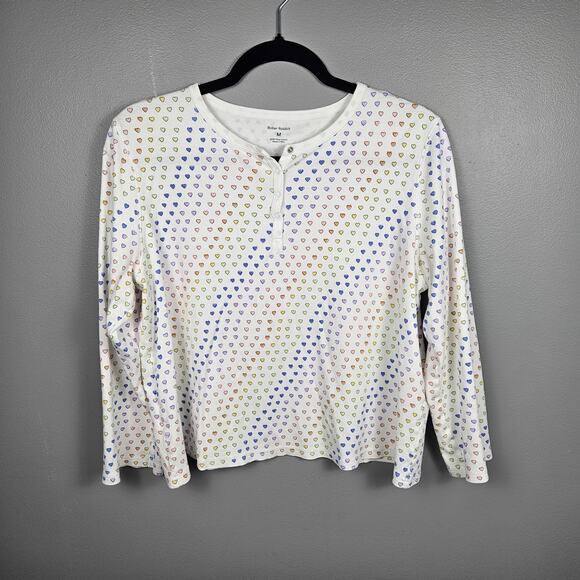 Roberta Roller Rabbit Other - Roller Rabbit Pima Cotton Disco Heart Henley Tee Cozy Lounge Pajama Top Medium